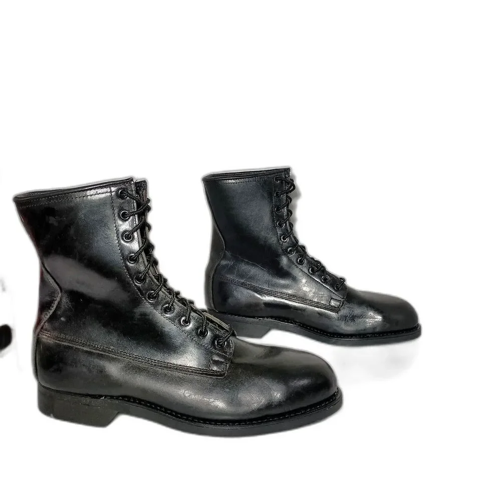 1977 US Army Rangers Addison Shoe Company Combat Boots Mens 9.5W Black Steel Toe